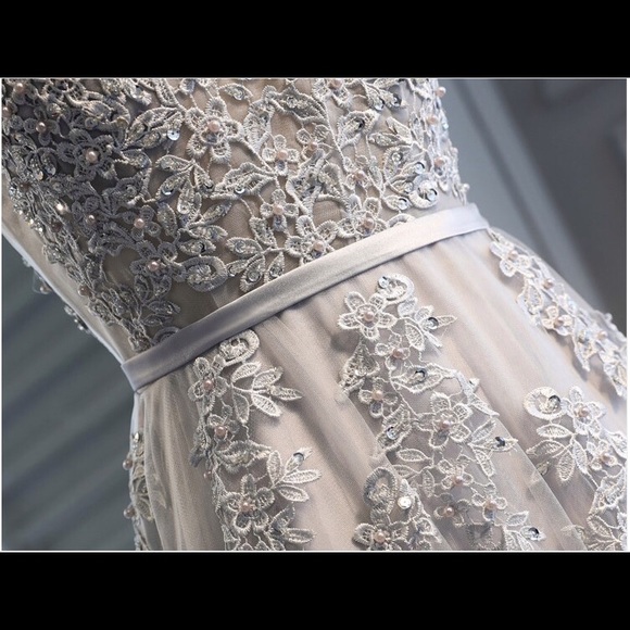 Grey Wedding Prom Formal Dress size S M L - Picture 5 of 6